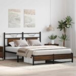 vidaXL Posteľný rám bez matraca hnedý dub 137x190 cm kompozitné drevo – Obrázok 4