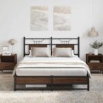 vidaXL Posteľný rám bez matraca hnedý dub 137x190 cm kompozitné drevo – Obrázok 5