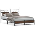 vidaXL Posteľný rám bez matraca hnedý dub 140x190 cm kompozitné drevo – Obrázok 2