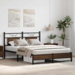 vidaXL Posteľný rám bez matraca hnedý dub 140x190 cm kompozitné drevo – Obrázok 4