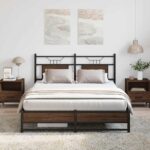 vidaXL Posteľný rám bez matraca hnedý dub 140x190 cm kompozitné drevo – Obrázok 5