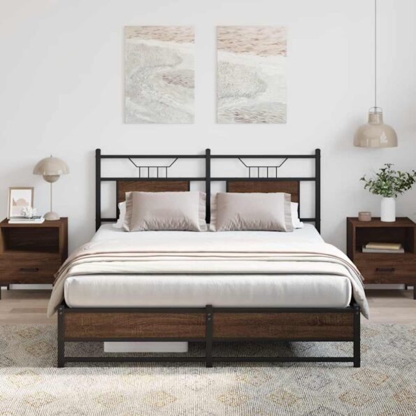 vidaXL Posteľný rám bez matraca hnedý dub 140x190 cm kompozitné drevo – Obrázok 5