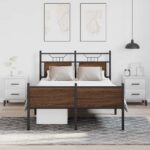 vidaXL Posteľný rám bez matraca hnedý dub 120x200 cm kompozitné drevo – Obrázok 4