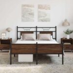 vidaXL Posteľný rám bez matraca hnedý dub 140x190 cm kompozitné drevo – Obrázok 4