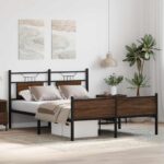 vidaXL Posteľný rám bez matraca hnedý dub 140x190 cm kompozitné drevo – Obrázok 5
