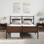 vidaXL Posteľný rám bez matraca hnedý dub 140x200 cm kompozitné drevo – Obrázok 4