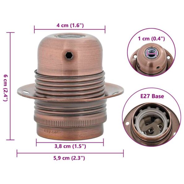 VidaXL držiaky lámp 2 ks červený bronz E27 – Obrázok 7