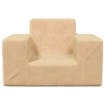 vidaXL Detská pohovka krémová mäkký plyš – Obrázok 3