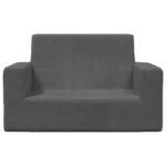 vidaXL 2-miestna detská pohovka antracitová mäkký plyš – Obrázok 3