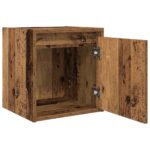 vidaXL Nástenný nočný stolík staré drevo 38x34x40 cm – Obrázok 5