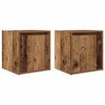 vidaXL Nástenné nočné stolíky 2 ks staré drevo 38x34x40 cm – Obrázok 2