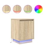 vidaXL Nočné skrinky s LED osvetlením 2 ks Dub sonoma 38x34x50 cm – Obrázok 2