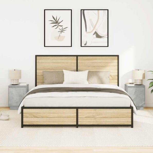 vidaXL Nočné skrinky s LED osvetlením 2 ks Betónovo sivá 38x34x50 cm – Obrázok 4