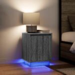 vidaXL nočná skrinka s LED osvetlením sivá Sonoma 38x34x50 cm – Obrázok 5