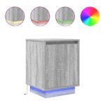 vidaXL Nočné skrinky s LED osvetlením 2 ks Sivá Sonoma 38x34x50 cm – Obrázok 2