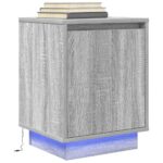 vidaXL Nočné skrinky s LED osvetlením 2 ks Sivá Sonoma 38x34x50 cm – Obrázok 6