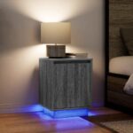 vidaXL Nočné skrinky s LED osvetlením 2 ks Sivá Sonoma 38x34x50 cm