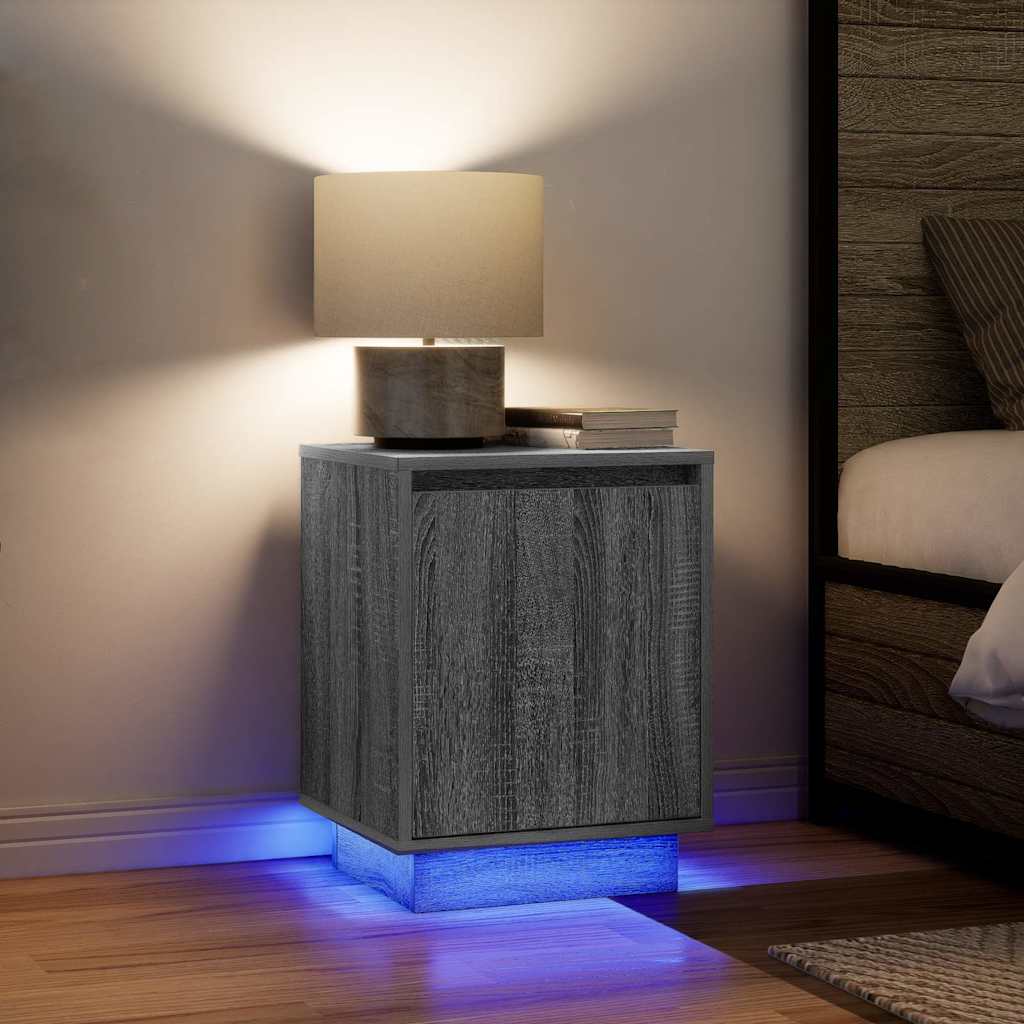 VXL8721158701954_m_en_hd_1.jpg vidaXL Nočné skrinky s LED osvetlením 2 ks Sivá Sonoma 38x34x50 cm – Obrázok 1