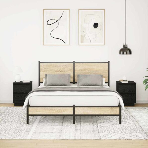 vidaXL Nočné skrinky s LED osvetlením 2 ks Čierna 38x34x50 cm – Obrázok 5