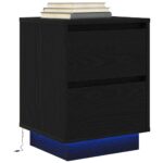vidaXL Nočné skrinky s LED osvetlením 2 ks Čierna 38x34x50 cm – Obrázok 6