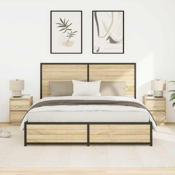 vidaXL Nočné skrinky s LED osvetlením 2 ks Dub sonoma 38x34x50 cm – Obrázok 5