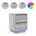 vidaXL Nočné skrinky s LED osvetlením 2 ks Sivá Sonoma 38x34x50 cm – Obrázok 2