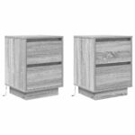 vidaXL Nočné skrinky s LED osvetlením 2 ks Sivá Sonoma 38x34x50 cm – Obrázok 3