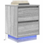 vidaXL Nočné skrinky s LED osvetlením 2 ks Sivá Sonoma 38x34x50 cm – Obrázok 6