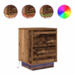 vidaXL Nočné skrinky s LED osvetlením 2 ks Staré drevo 38x34x50 cm – Obrázok 2