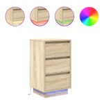 vidaXL nočná skrinka s LED osvetlením dub sonoma 38x34x65 cm – Obrázok 2