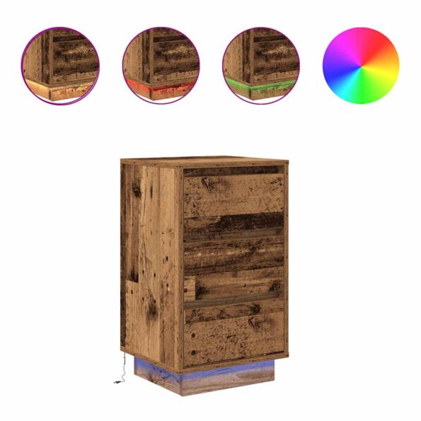 VXL8721158702272_a_en_hd_1.jpg vidaXL Nočná skrinka s LED osvetlením Staré drevo 38x34x65 cm – Obrázok 2