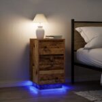 vidaXL Nočná skrinka s LED osvetlením Staré drevo 38x34x65 cm