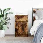 vidaXL Nočný stolík dymový dub 39x35x65 cm kompozitné drevo – Obrázok 3