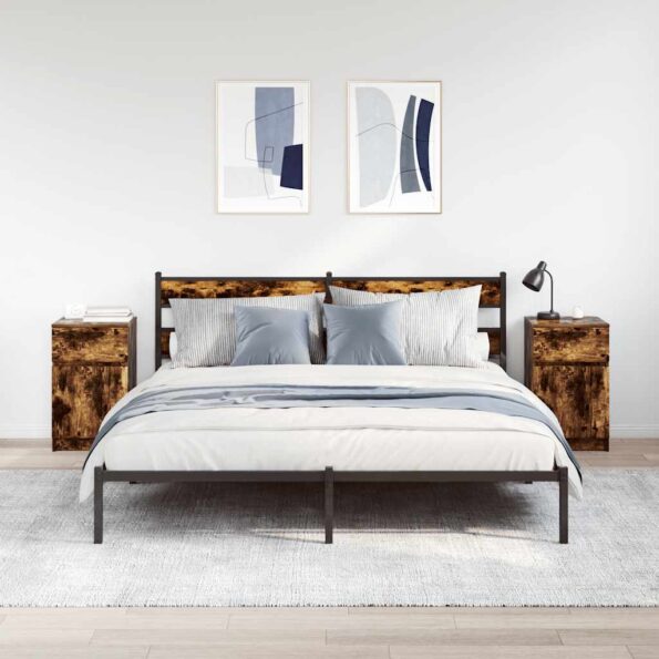 vidaXL Nočné stolíky 2 ks dymový dub 39x35x65 cm kompozitné drevo – Obrázok 3