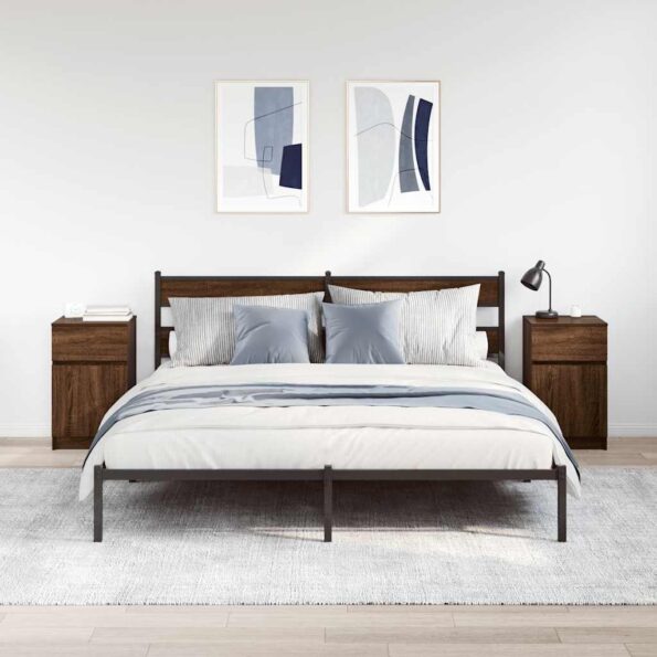 vidaXL Nočné stolíky 2 ks hnedý dub 39x35x65 cm kompozitné drevo – Obrázok 3