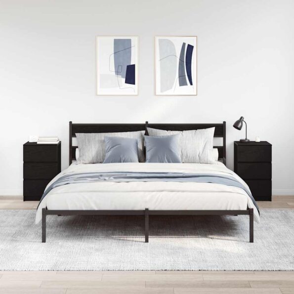 vidaXL Nočné skrinky s 3 zásuvkami 2 ks čierne 39x35x65 cm – Obrázok 3