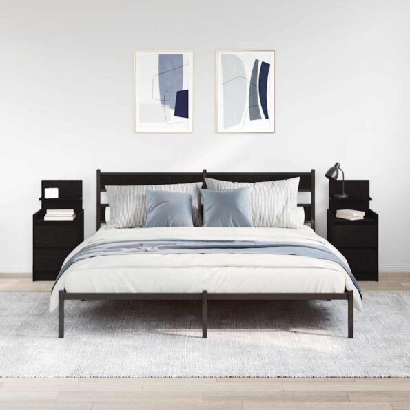 vidaXL Nočné skrinky s 2 zásuvkami 2 ks čierne 38x34x80 cm – Obrázok 3