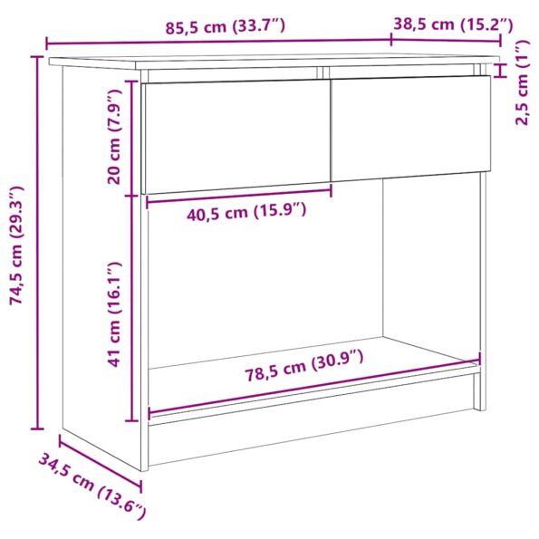 vidaXL Konzolový stolík so zásuvkami čierny 85,5x38,5x74,5 cm – Obrázok 12