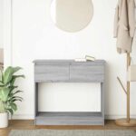vidaXL konzolový stolík so zásuvkami sivý sonoma 85,5x38,5x74,5 cm – Obrázok 3