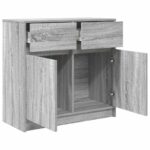 vidaXL Komoda so zásuvkou, sivá sonoma 80x34x76 cm, kompozitné drevo – Obrázok 5