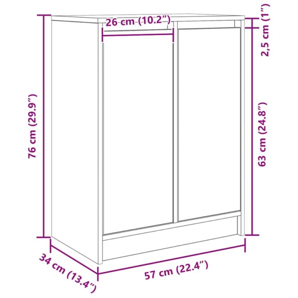 vidaXL Komoda dub čierny 57x34x76 cm kompozitné drevo – Obrázok 12
