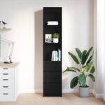 vidaXL Highboard Black Oak 37,5x35x180 cm Engineered Wood – Obrázok 3