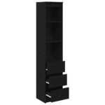 vidaXL Highboard Black Oak 37,5x35x180 cm Engineered Wood – Obrázok 5
