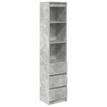 vidaXL Highboard Concrete Grey 37,5x35x180 cm Konštrukčné drevo – Obrázok 2