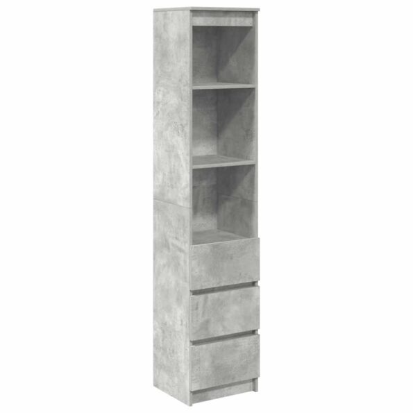 vidaXL Highboard Concrete Grey 37,5x35x180 cm Konštrukčné drevo – Obrázok 2