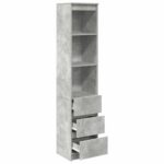 vidaXL Highboard Concrete Grey 37,5x35x180 cm Konštrukčné drevo – Obrázok 5