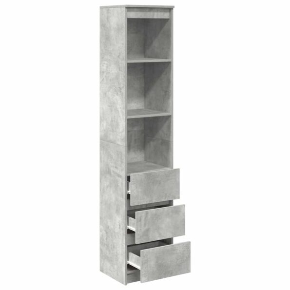 vidaXL Highboard Concrete Grey 37,5x35x180 cm Konštrukčné drevo – Obrázok 5