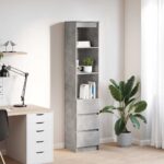 vidaXL Highboard Concrete Grey 37,5x35x180 cm Konštrukčné drevo