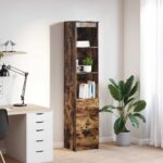 vidaXL Highboard Dub dymový 37,5x35x180 cm Upravené drevo