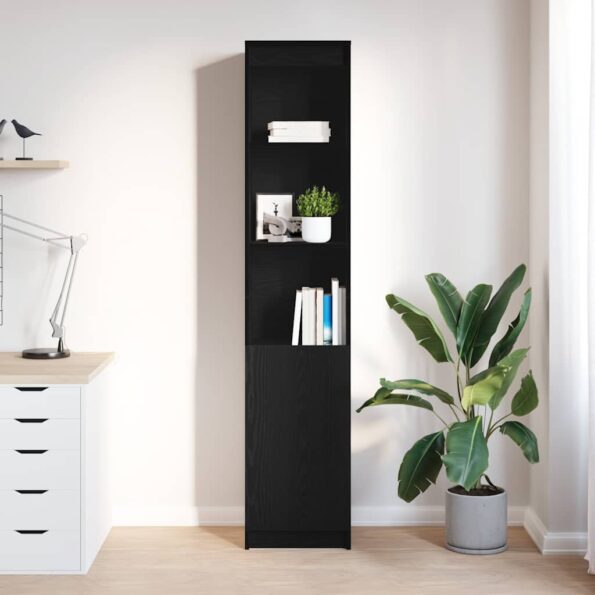 vidaXL Highboard Black Oak 37,5x35x180 cm Engineered Wood – Obrázok 3